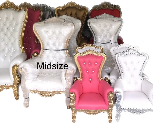 All white, white & silver, white & gold midsize throne chair 