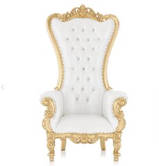 White Throne Chair with Gold Trim