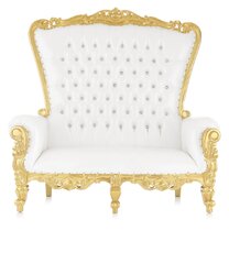 White & gold loveseat 