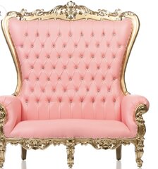 Pale Pink Loveseat with Gold Trim 