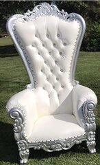 White with silver trim single throne 