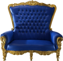 Royal Blue Loveseat with Gold Trim 