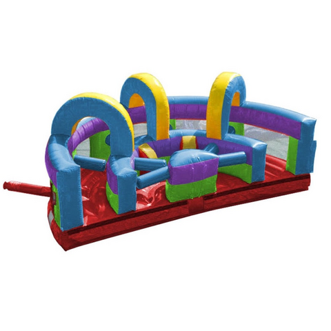 Retro Rainbow U-Turn Inflatable Obstacle Course