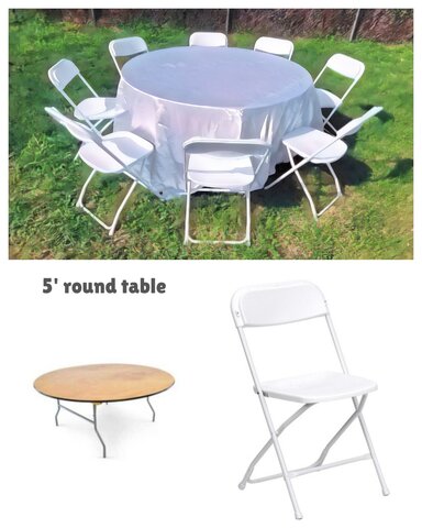 5' Round Table with 8 Basic Chair Set