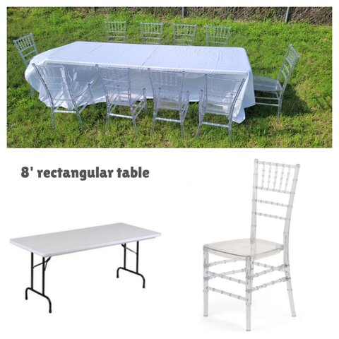 8' Rectangular Table with 10 Tiffany Chair Set