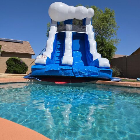16ft Wave Plunge Water Slide setup and inflation check in Glendale
