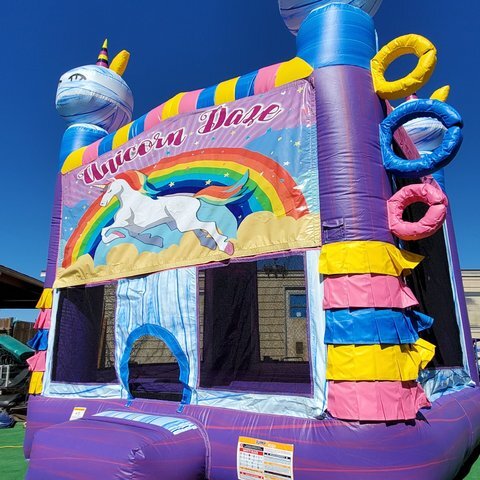 Unicorn Bounce House W/ Unicorn Banner