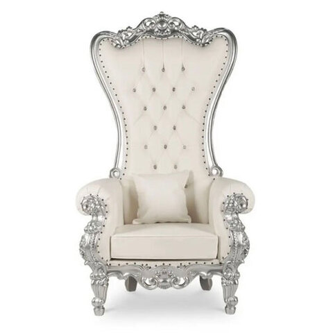 White & Silver Throne Chair