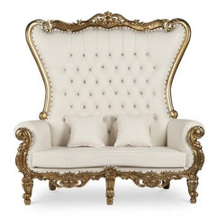 White & Gold Throne Loveseat