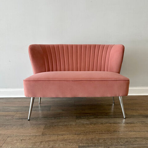 Pink Velvet Loveseat