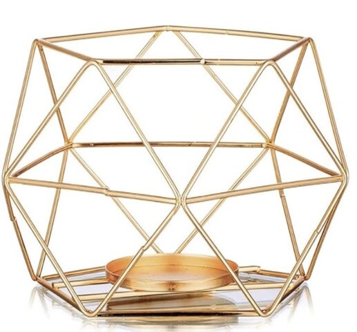 Geometric Tealight Candle Holder, Gold.