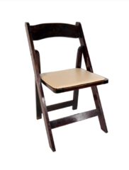 Fruitwood Folding Chair W/Tan Cushon