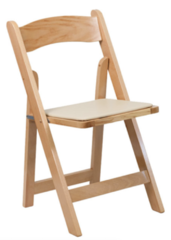 Fruitwood Folding Chair W/Tan Cushon