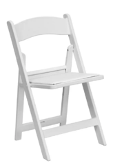 White Folding Chair W/White Cushion 