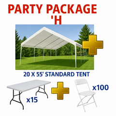 20x55 Tent + 15 Tables + 100 Chairs only $1449.99 <span style='color: #e63946;'>Save $275!</span>