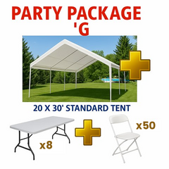 20x30 Tent + 8 Tables + 50 Chairs only $669.99 <span style='color: #e63946;'>Save $128!</span>