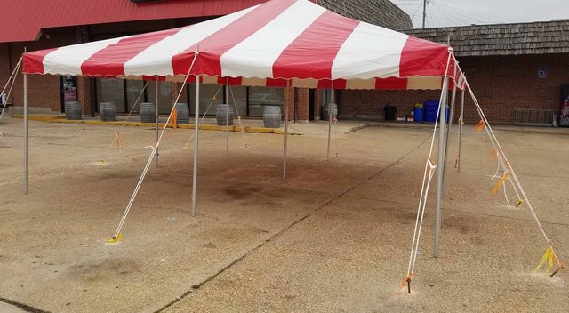 Tent - 20x20 Red/White Striped Tent