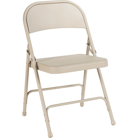Beige metal folding chair 