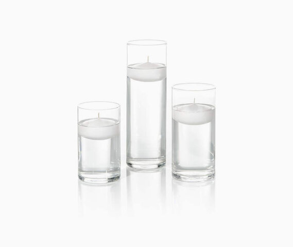 Cylinder Vase W/Floating Candles (6”, 7.5”,9”)