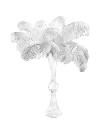 White feather and glass centerpiece