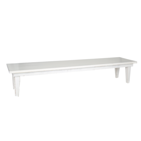  White Distressed Bench 8' X 2' X 18