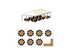 20' x 40' Tent 70 Guests (Includes light, chairs, tables,)