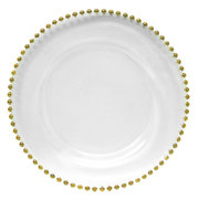 Glass w/Gold Beaded Charger Plate 