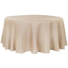 108' Round Burlap Tan Tablecloth