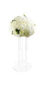 White flower head with glass vase