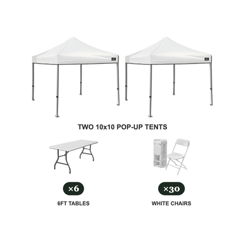 30 Guest Tent Package Two 10x10 Tents