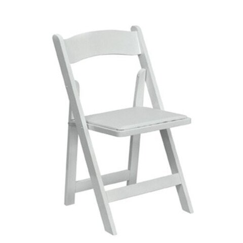 Folding Chair White Resin w/pad