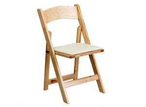 Folding Chair, Natural Wood w/pad