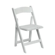 Folding Chair, White Resin w/pad