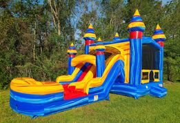ARCTIC MARBLE BOUNCE HOUSE AND SLIDE DUAL LANE COMBO FRONT VIEW