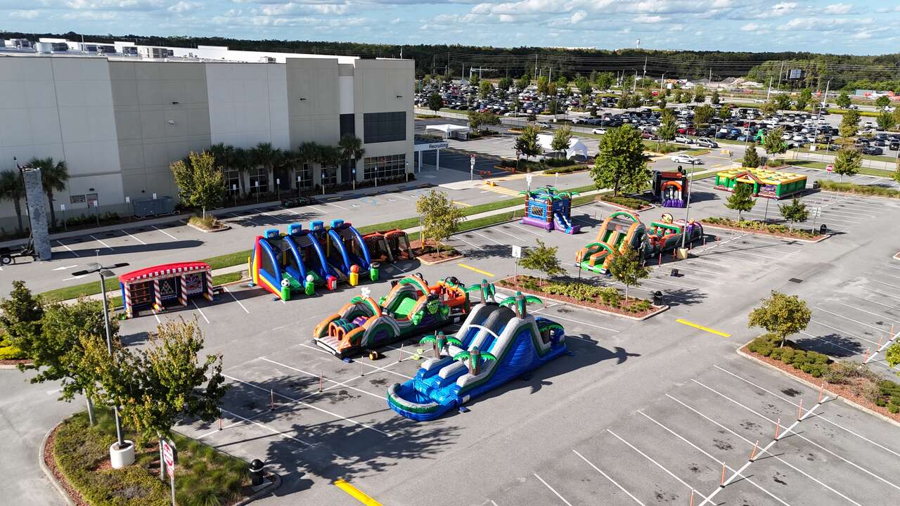 Inflatable rentals set up for a corporate event with Amazon in Lake Nona