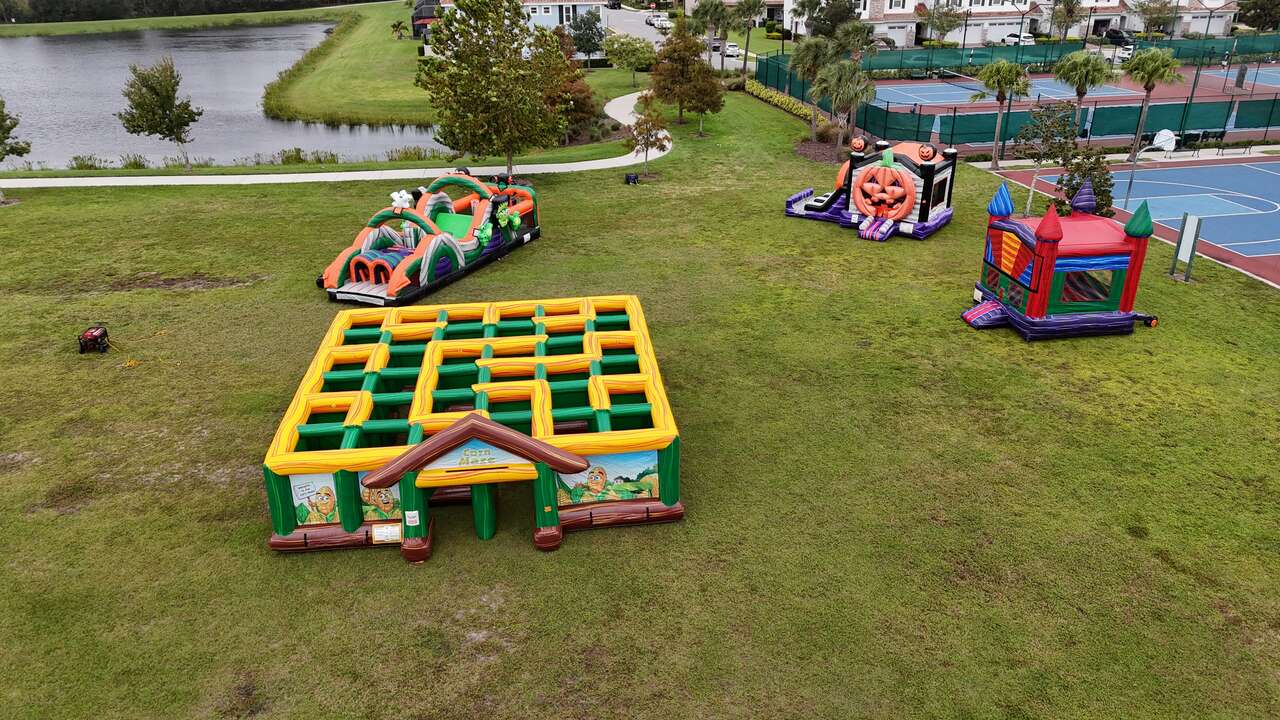 Obstacle course and inflatable rentals at a school field day