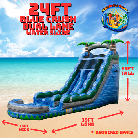 24ft Blue Crush Dual Lane Water Slide Rental