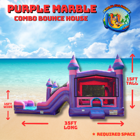 PURPLE MARBLE BOUNCE HOUSE & SLIDE DUAL LANE COMBO 