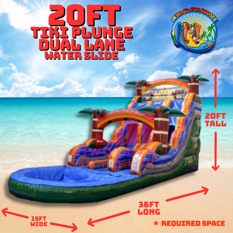 20ft Tiki Plunge Dual Lane Water Slide
