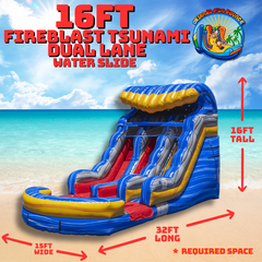 16ft Fireblast Tsunami Dual Lane Water Slide