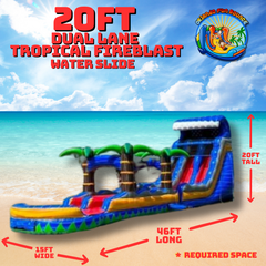 20ft Dual Lane Tropical Fireblast Waterslide