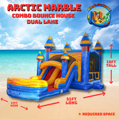 ARCTIC MARBLE BOUNCE HOUSE & SLIDE DUAL LANE COMBO 
