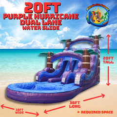  20ft Purple Hurricane Dual Lane Water Slide