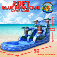 20ft Blue Hurricane Single Lane Water Slide