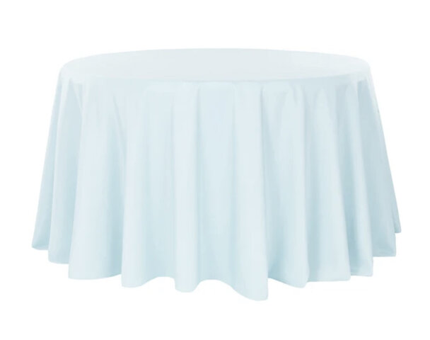120” Round Polyester Tablecloth - Baby Blue 