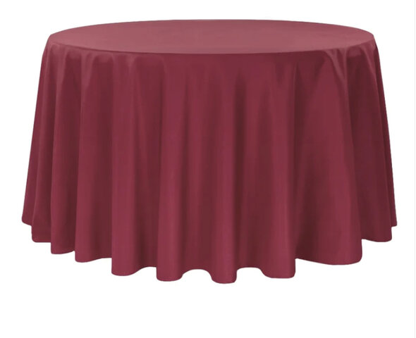 120” Round Polyester Tablecloth - Burgundy 