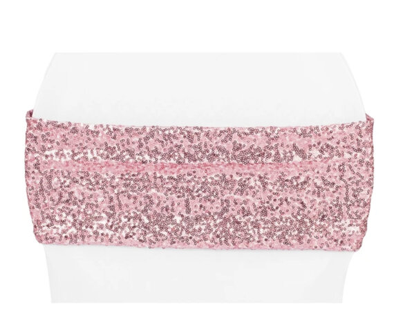 Sequin Spandex Chair Band - Pink 
