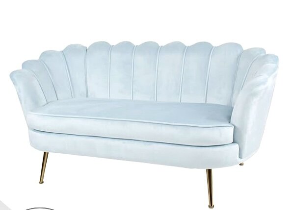 Velvet Loveseat - Baby Blue Color 