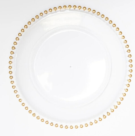 Acrylic Beaded 13” Round Charger Plate - Clear