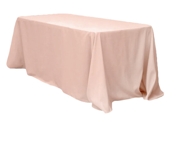 90”x132” Rectangular Oblong Polyester Tablecloth- Blush/Rose Gold 